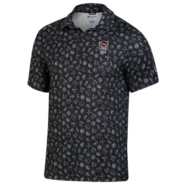 Black Men's Tailgate Print Polo - W